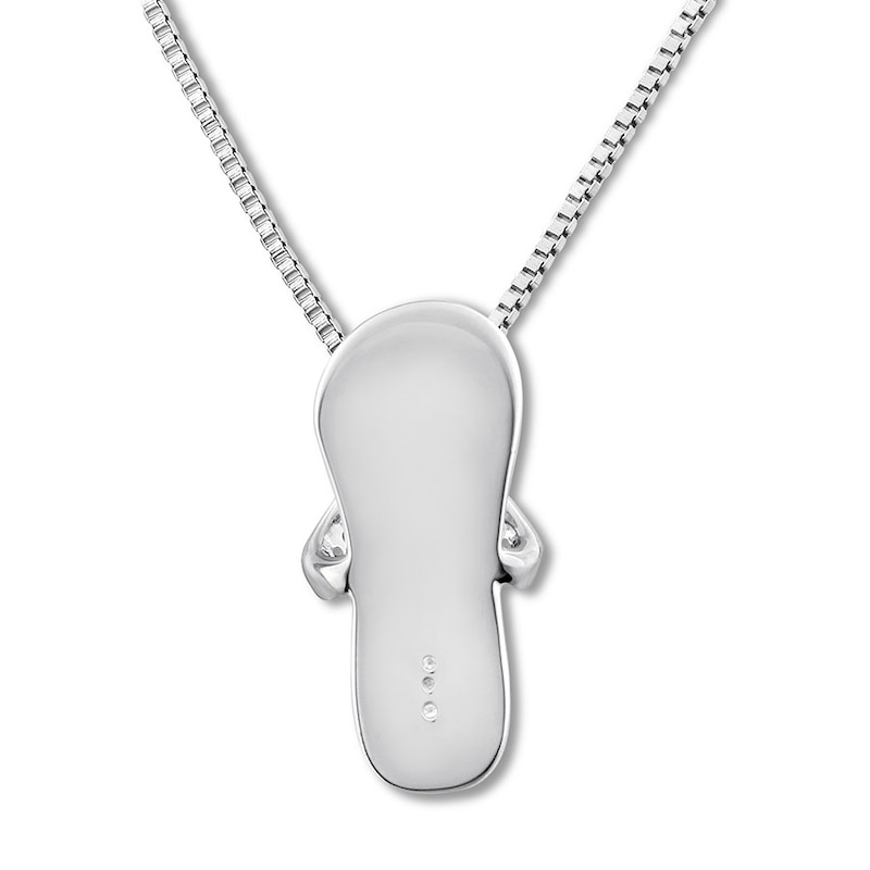 Main Image 4 of Flip Flop Necklace Lab-Created Sapphires Sterling Silver