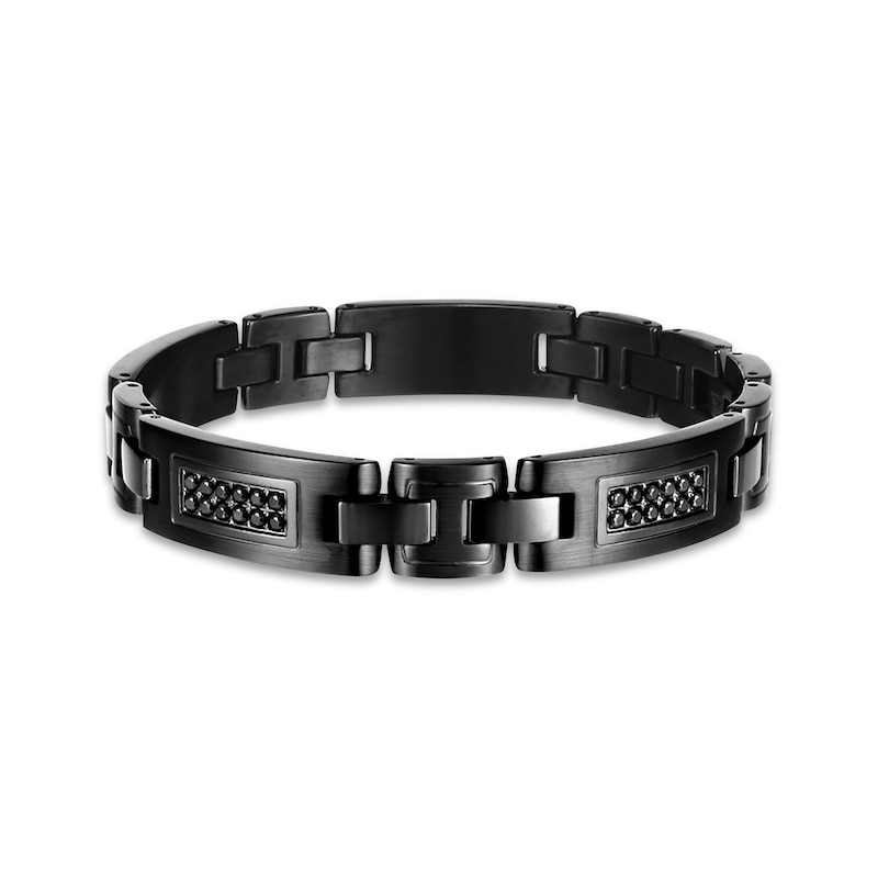 Men's Natural Black Sapphire Bracelet Stainless Steel 9"