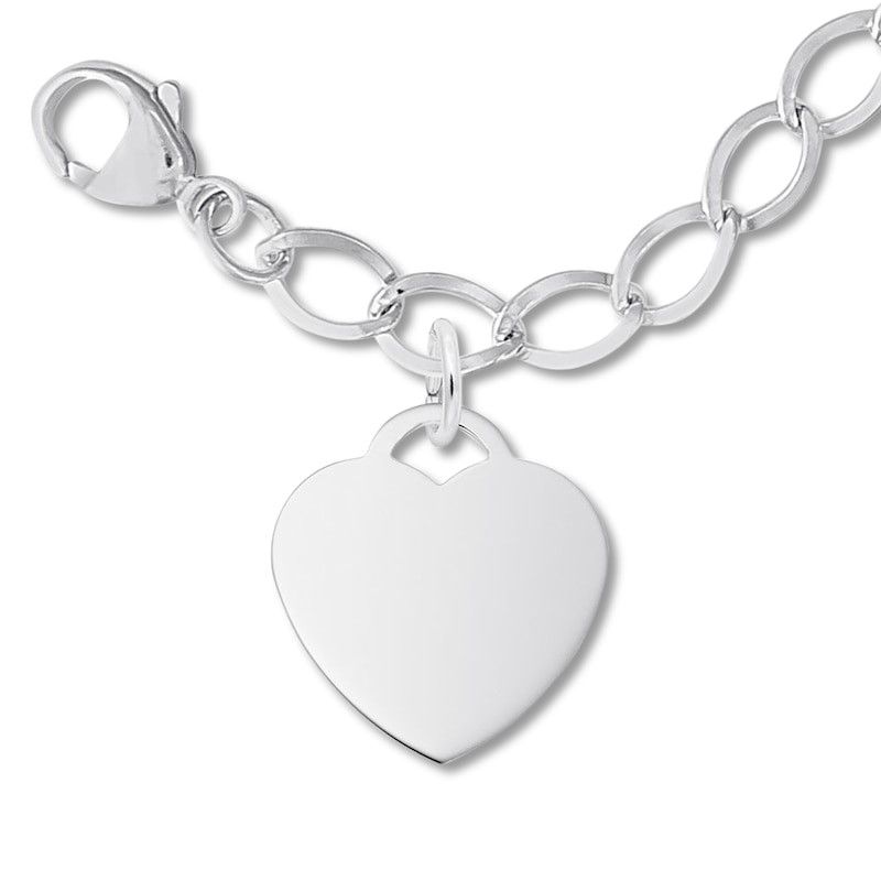 Main Image 1 of Heart Charm Bracelet Sterling Silver 7&quot;