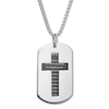 Dog Tag Cross Necklace Black Ion-Plated Stainless Steel 24"