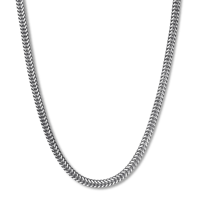 Solid Link Chain Necklace Stainless Steel & Black Ion-Plating 24"