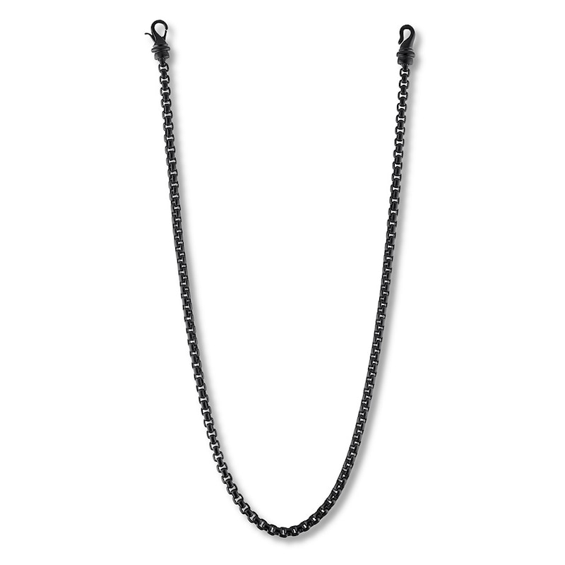 Solid Chain Necklace Black Ion-Plated Stainless Steel 22.5"