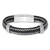 Thumbnail Image 1 of Men's Leather Bracelet Stainless Steel 8.75&quot;