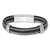 Thumbnail Image 0 of Men's Leather Bracelet Stainless Steel 8.75"