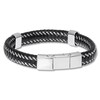 Thumbnail Image 2 of Men's Leather Bracelet Stainless Steel 8.75&quot;