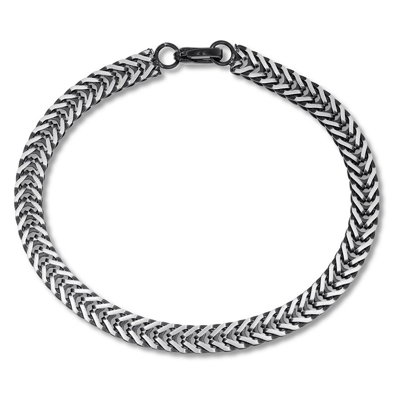 Main Image 2 of Wheat Chain Solid Stainless Steel Bracelet Black Ion Plating 8.5&quot;