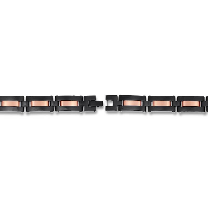Men's Stainless Steel Bracelet Black/Gold-Tone Ion-Plated 8.75"