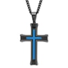 Thumbnail Image 1 of Men's Cross Necklace Black & Blue Ion-Plated Stainless Steel