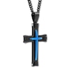 Thumbnail Image 2 of Men's Cross Necklace Black & Blue Ion-Plated Stainless Steel