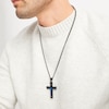 Thumbnail Image 3 of Men's Cross Necklace Black & Blue Ion-Plated Stainless Steel