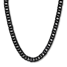 Black Ion-Plated Solid Stainless Steel Curb Link Necklace 24&quot;