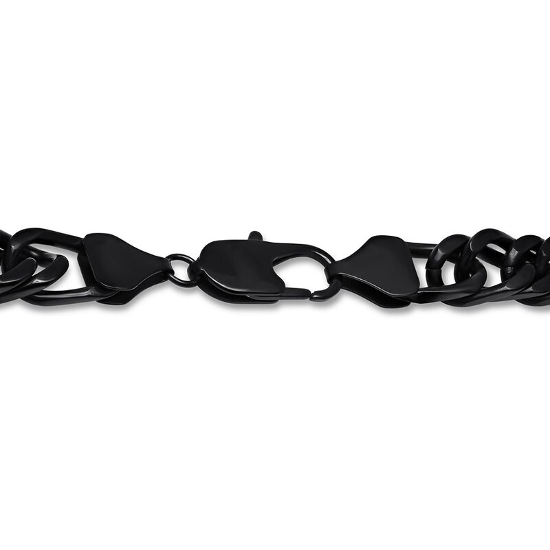 Main Image 2 of Black Ion-Plated Solid Stainless Steel Curb Link Necklace 24&quot;