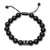 Thumbnail Image 1 of Men's Black Onyx Beaded Bolo Bracelet Stainless Steel