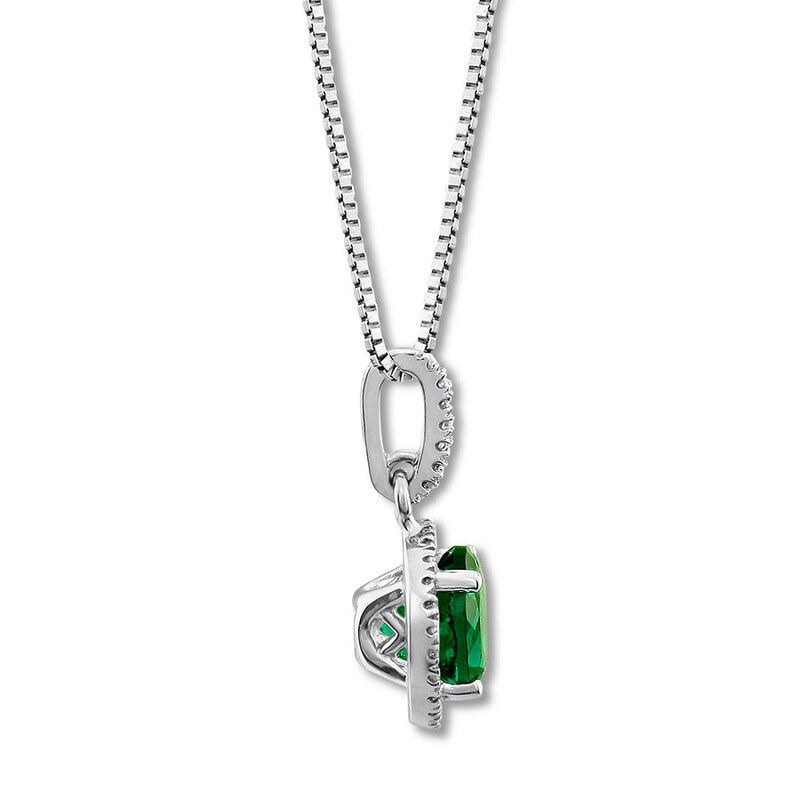 Main Image 2 of Lab-Created Emerald Necklace Sterling Silver
