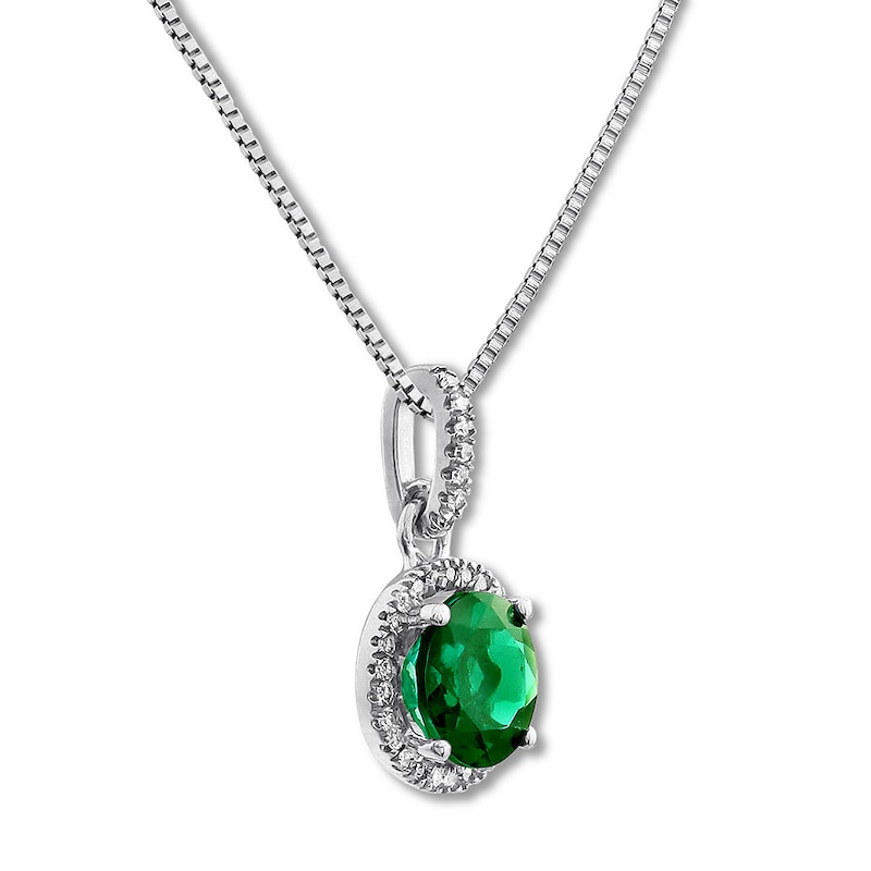 Main Image 3 of Lab-Created Emerald Necklace Sterling Silver