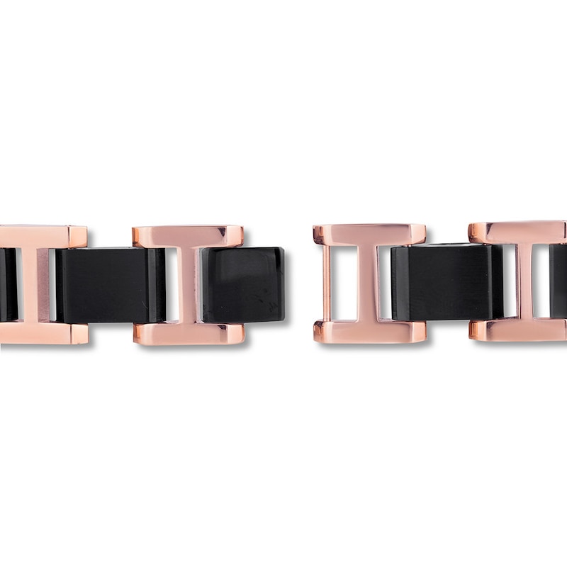 Main Image 3 of Men's Black Sapphire Bracelet Stainless Steel/Ion-Plating 8.5&quot;