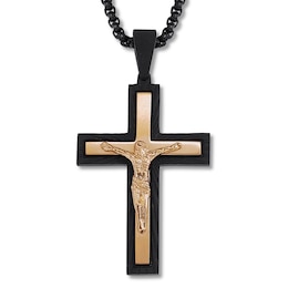 Men's Crucifix Necklace Stainless Steel & Ion-Plating
