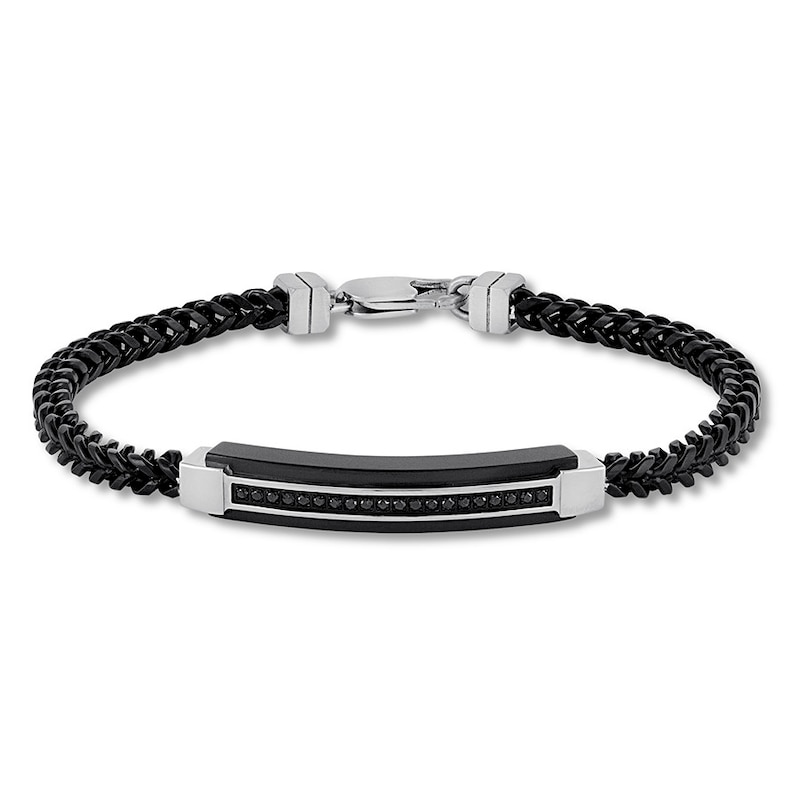 Men's Black Diamond Bracelet 1/5 ct tw Stainless Steel 8.5"