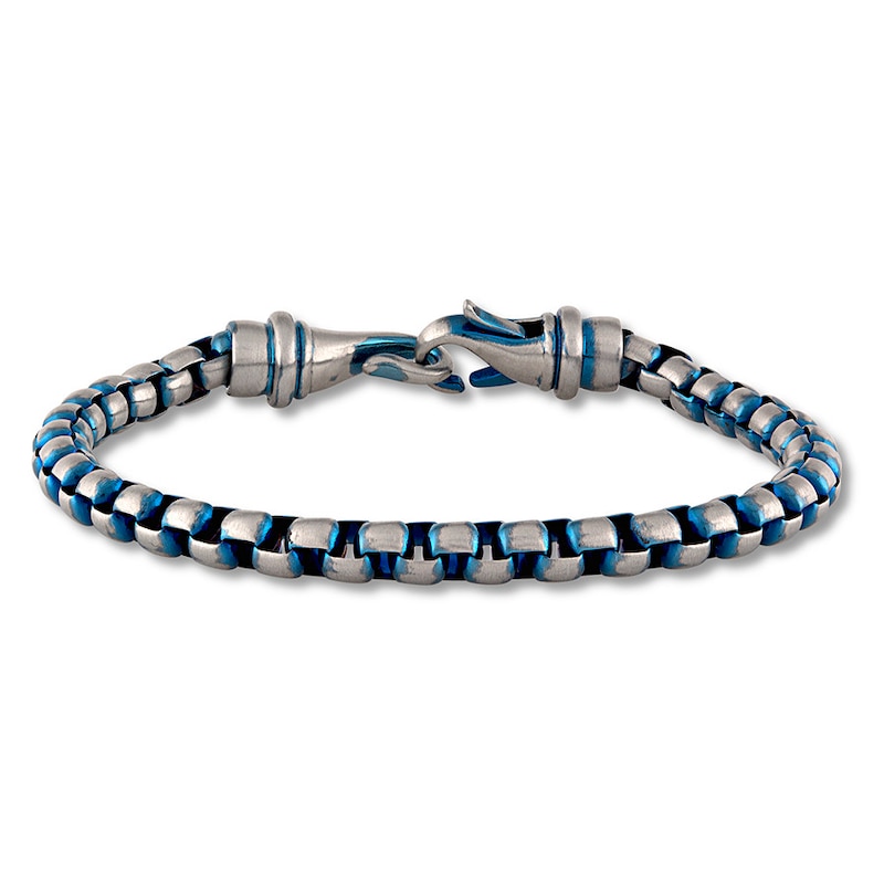 Main Image 1 of Chain Bracelet Solid Stainless Steel/Blue Ion-Plating 8.5&quot;