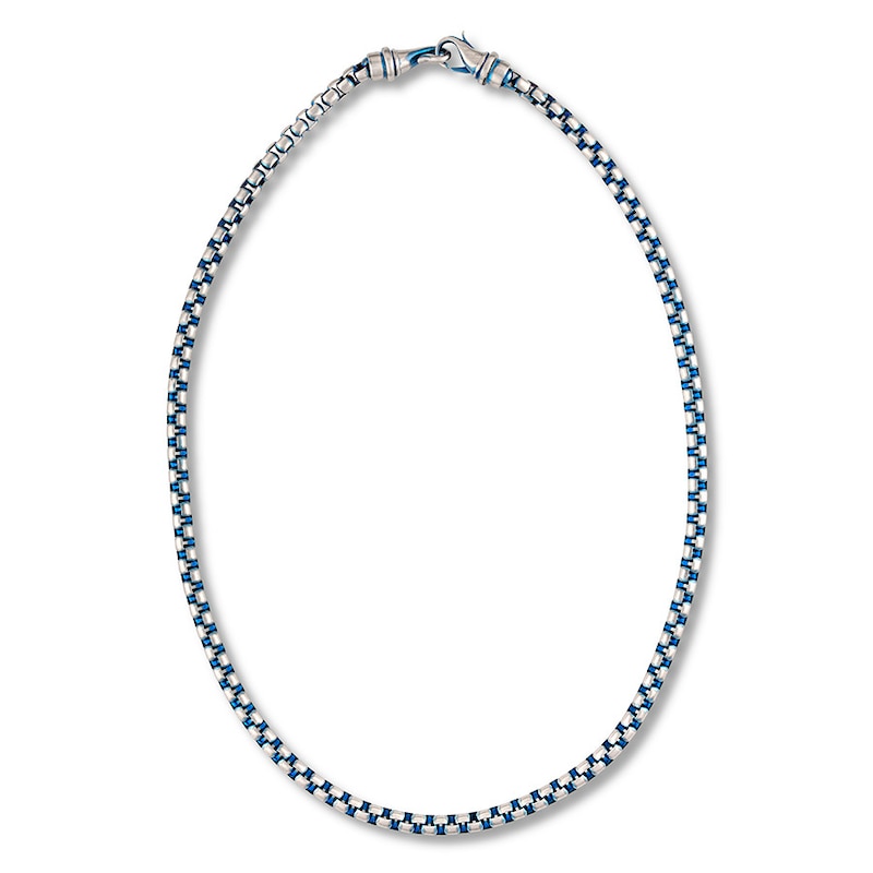 Main Image 1 of Chain Necklace Solid Stainless Steel & Blue Ion-Plating 22.25&quot;