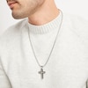 Thumbnail Image 2 of Diamond Cross Necklace 1/6 ct tw Stainless Steel 22&quot;