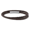Thumbnail Image 0 of Men's Brown Double Wrap Leather Bracelet Stainless Steel 8.5"