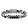 Thumbnail Image 1 of Men's Link Bracelet Stainless Steel/Black Leather 8.5&quot;