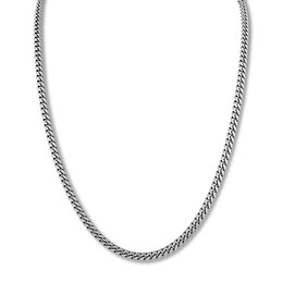 Curb Chain Necklace Oxidized Sterling Silver 24&quot; Length