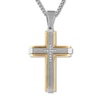 Thumbnail Image 0 of Men's Diamond Cross Necklace 1/10 ct tw Stainless Steel 22"