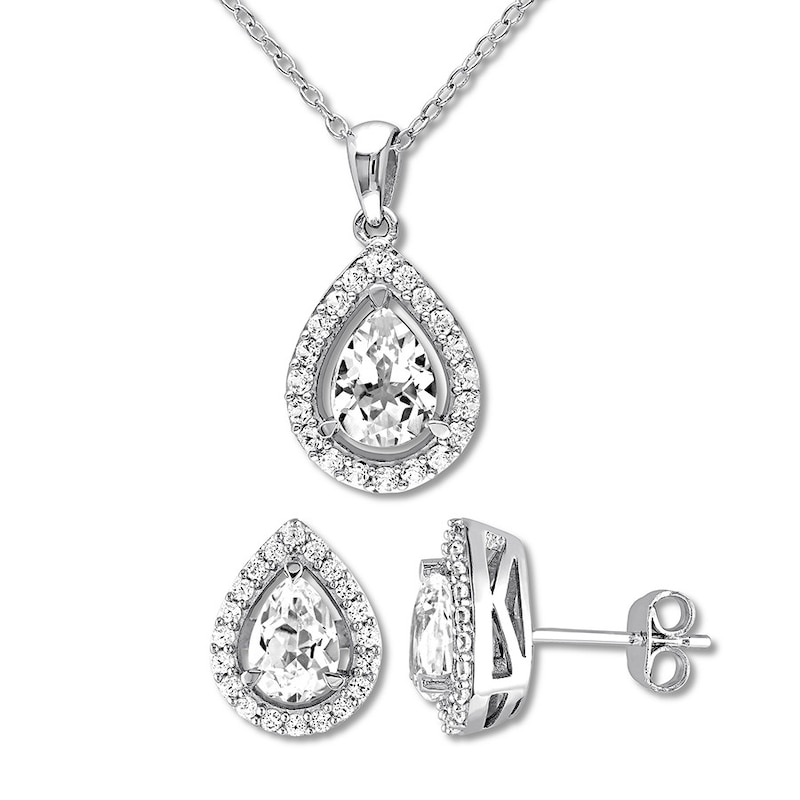 Main Image 1 of Lab-Created White Sapphire Gift Set Sterling Silver