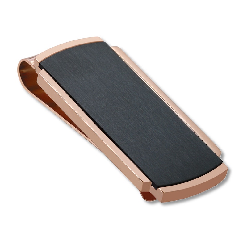 Two-Tone Money Clip Stainless Steel/Black & Rose Ion-Plating
