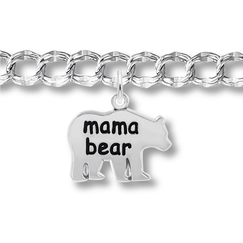 Mama Bear Charm Bracelet Sterling Silver 7"