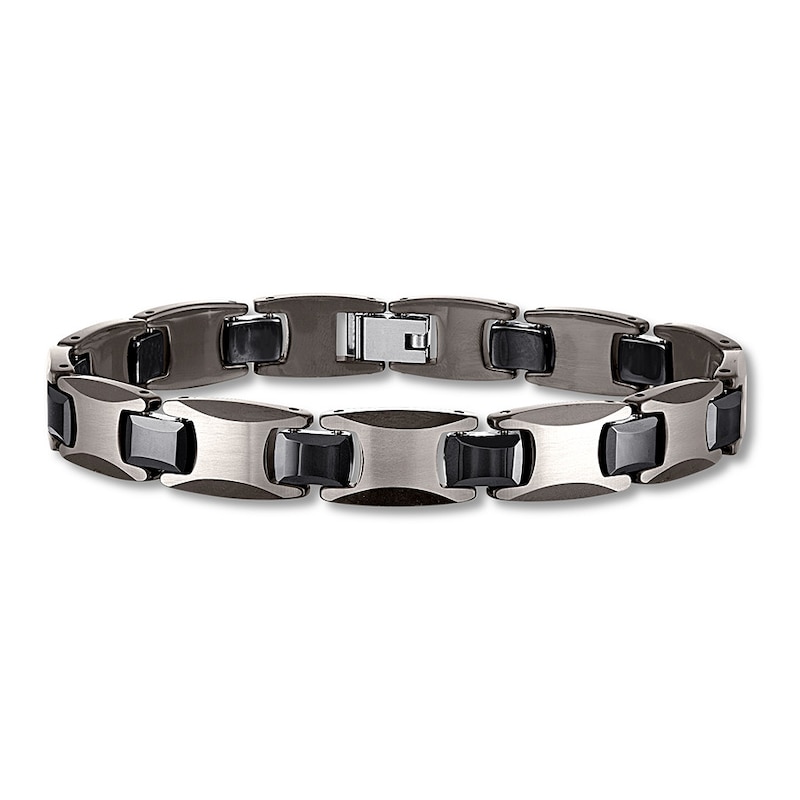 Main Image 1 of Men's Link Bracelet Stainless Steel/Tungsten Carbide 8.5"