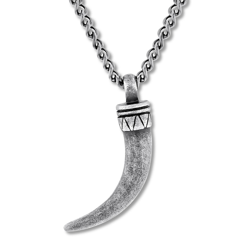 Men's Horn Necklace Stainless Steel 24"