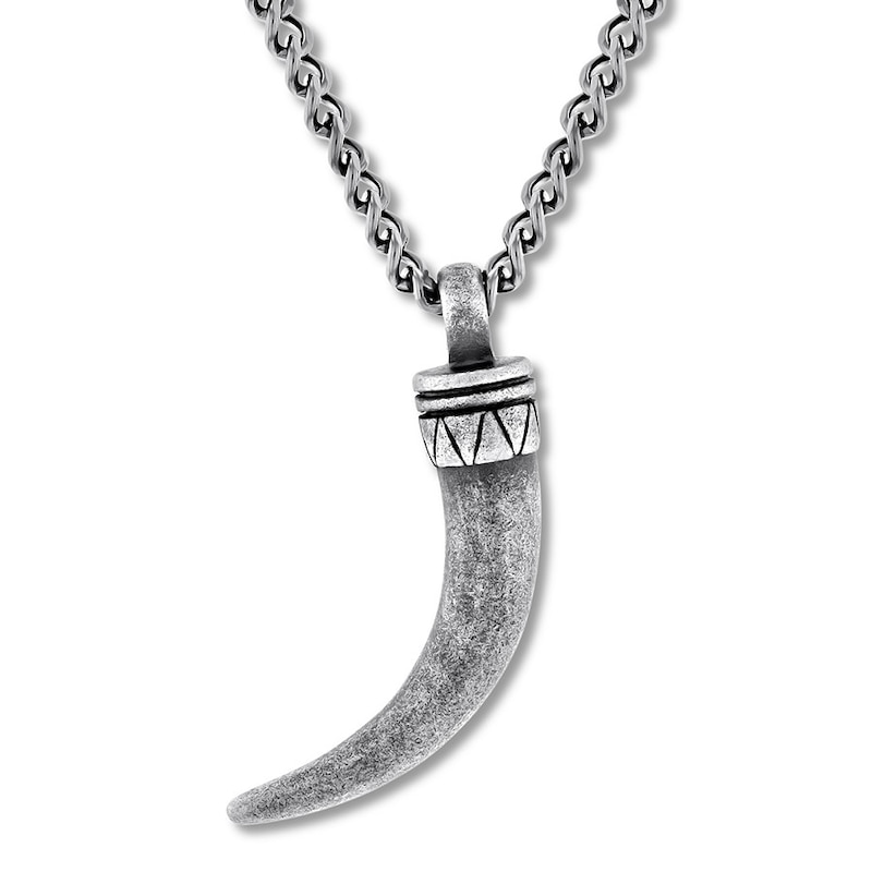 Main Image 1 of Men's Horn Necklace Stainless Steel 24&quot;