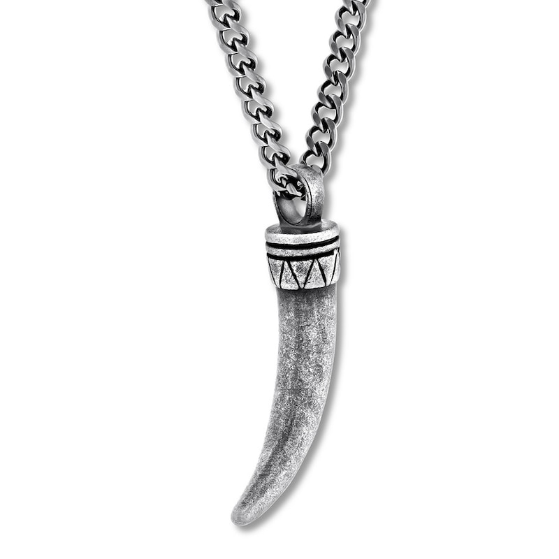 Main Image 2 of Men's Horn Necklace Stainless Steel 24&quot;