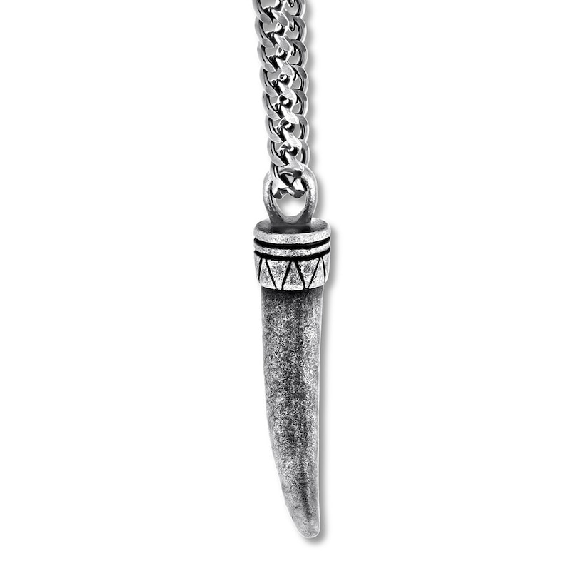 Main Image 4 of Men's Horn Necklace Stainless Steel 24&quot;
