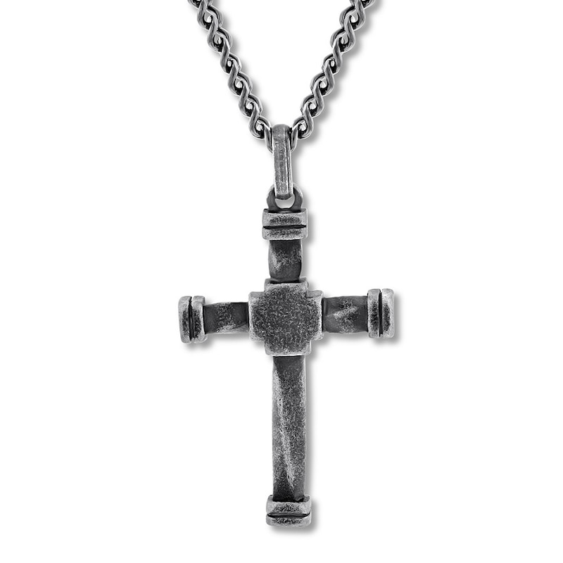 Men's Cross Necklace Stainless Steel 24"