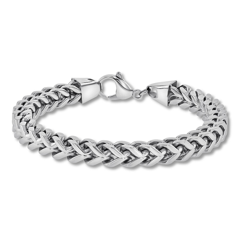 Mens Round Franco Link Bracelet Silver 5X Layered Stainless 