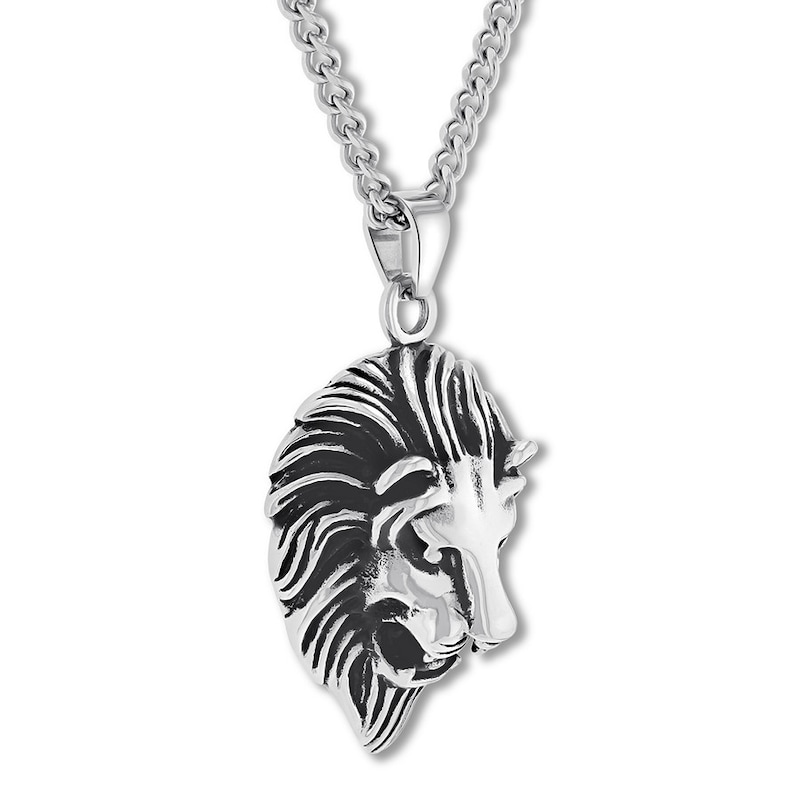 Men's Lion Head Necklace Stainless Steel 24"