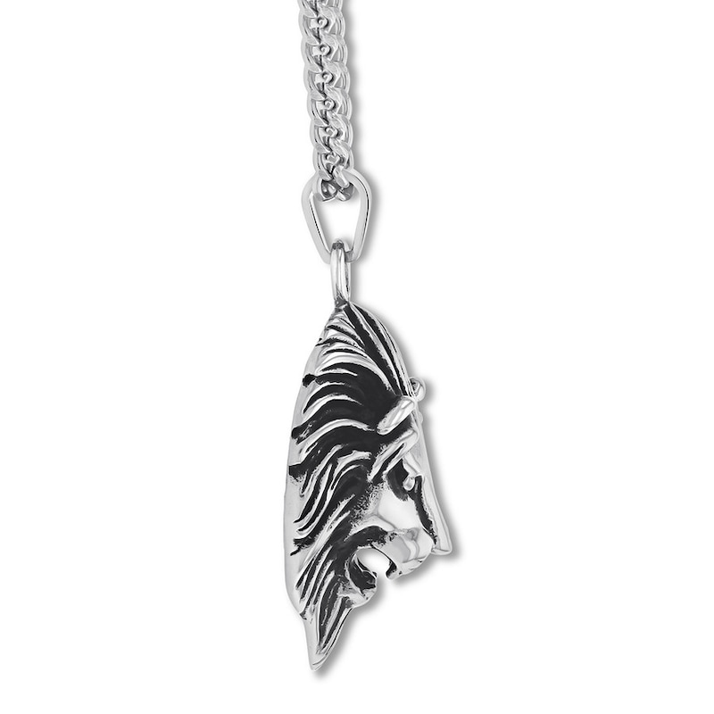 Men's Lion Head Necklace Stainless Steel 24"