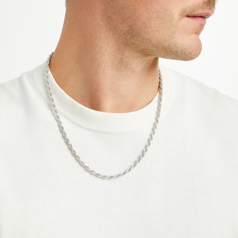 Main Image 4 of Rope Chain Necklace Solid Sterling Silver 22&quot;
