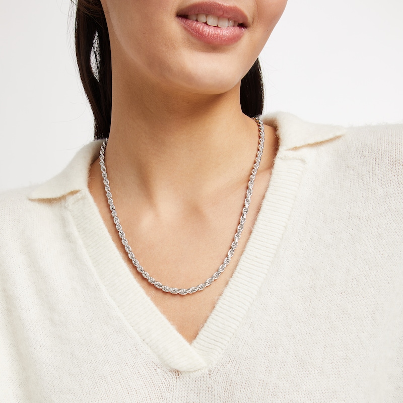 Main Image 5 of Rope Chain Necklace Solid Sterling Silver 22&quot;