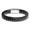 Thumbnail Image 0 of Men's Black Leather Bracelet Stainless Steel 8.5"