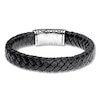 Thumbnail Image 1 of Men's Black Leather Bracelet Stainless Steel 8.5&quot;