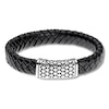 Thumbnail Image 1 of Men's Black Leather Bracelet Stainless Steel 8.5"