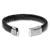 Thumbnail Image 2 of Men's Black Leather Bracelet Stainless Steel 8.5"