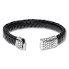 Thumbnail Image 3 of Men's Black Leather Bracelet Stainless Steel 8.5&quot;