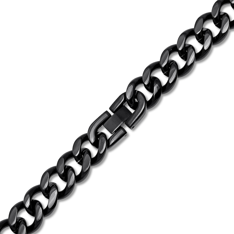 Solid Curb Chain Necklace 6mm Black Ion-Plated Stainless Steel 30"