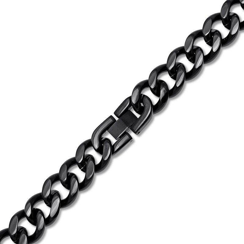 Main Image 2 of Curb Chain Necklace 11mm Black Ion-Plated Solid Stainless Steel 30&quot;